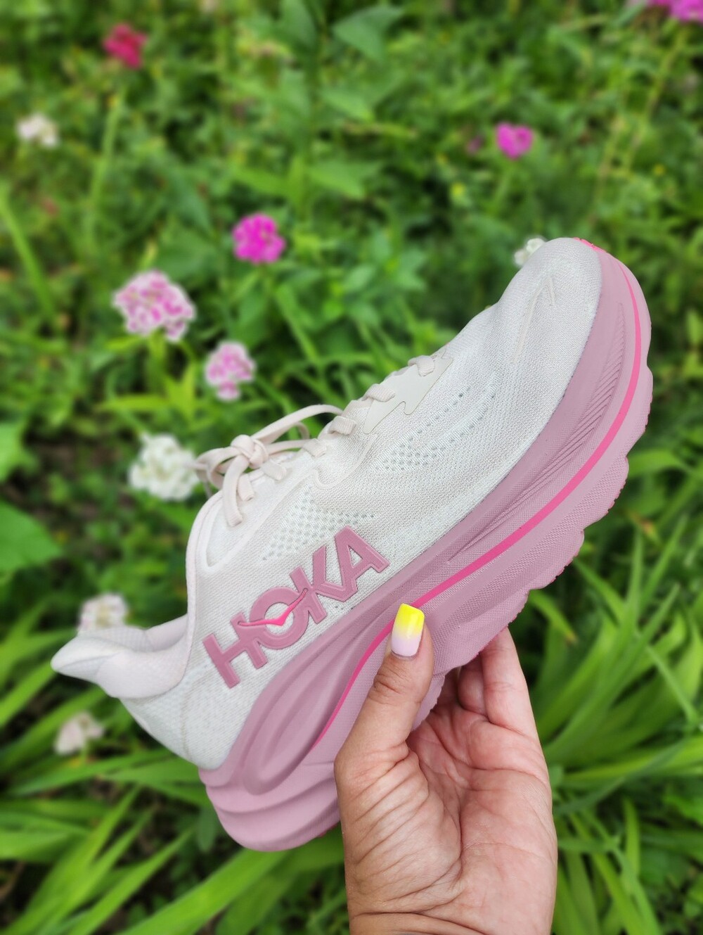 Sz 9.5B - Women's Hoka Clifton 10 Rose Cream Running Shoes - Picture 6 of 16